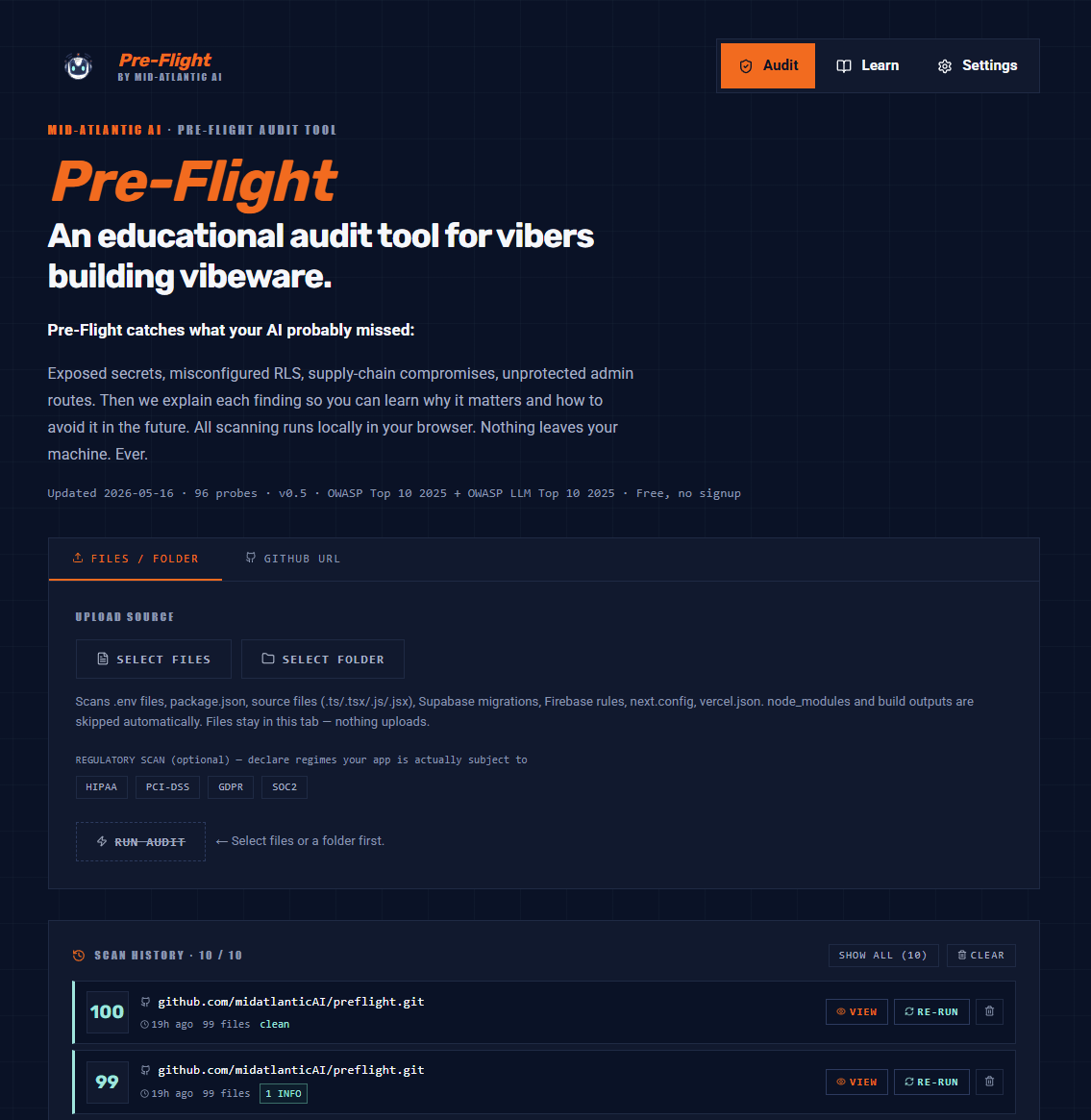 PreFlight Audit Tool