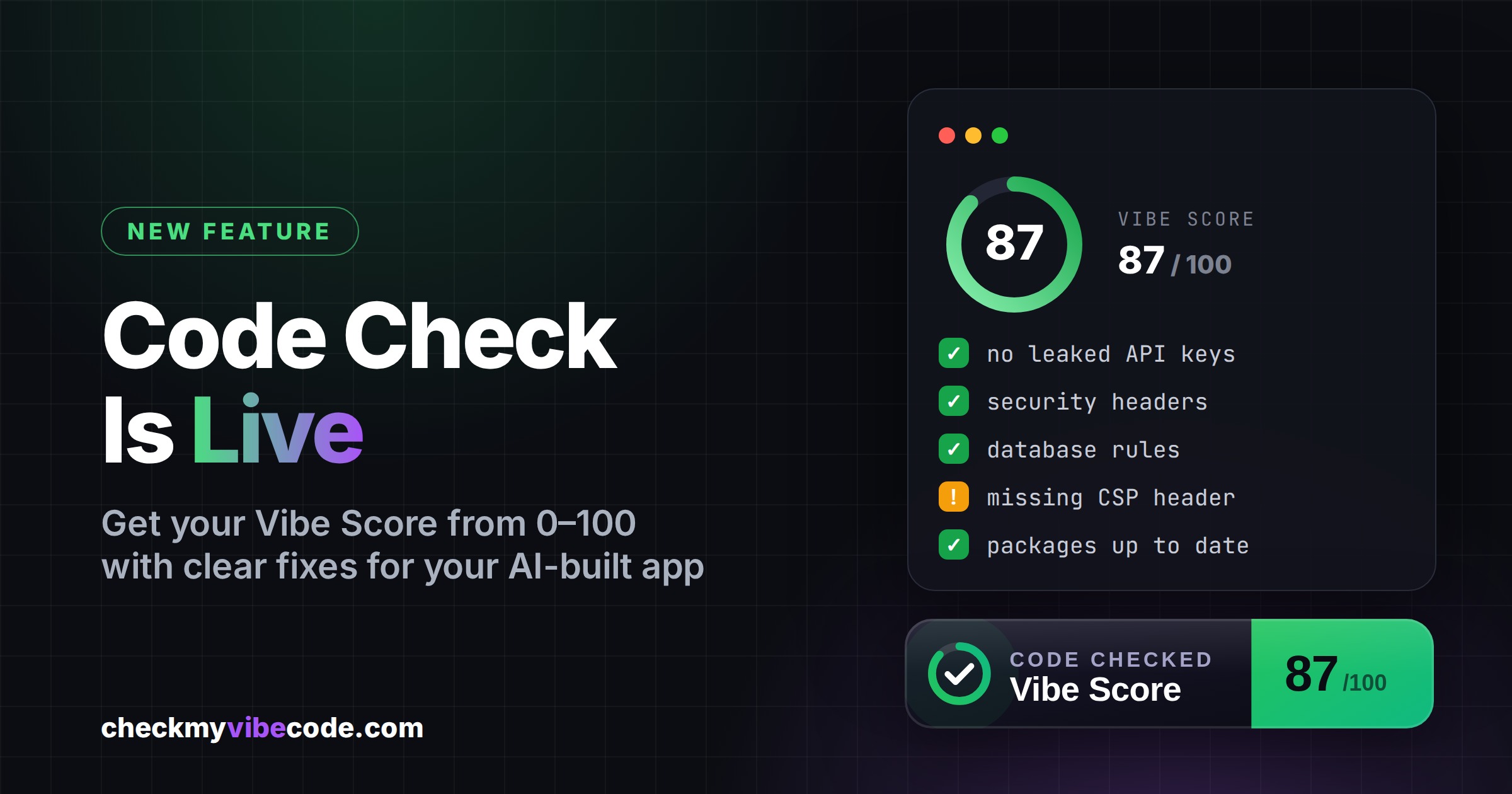 Code Check Is Live: Find Out If Your Vibe-Coded App Is Safe to Ship